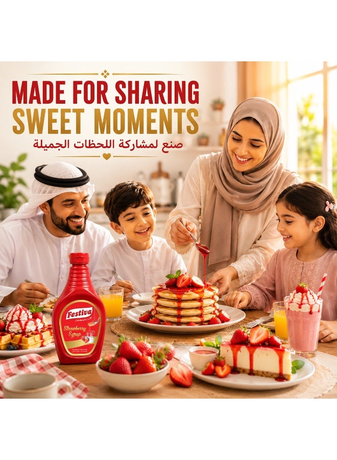 Festiva Strawberry Syrup 624g - Dessert Topping Sauce for Ice Cream, Pancakes, Waffles and Milkshakes - Smooth Strawberry Drizzle Syrup - Image 5