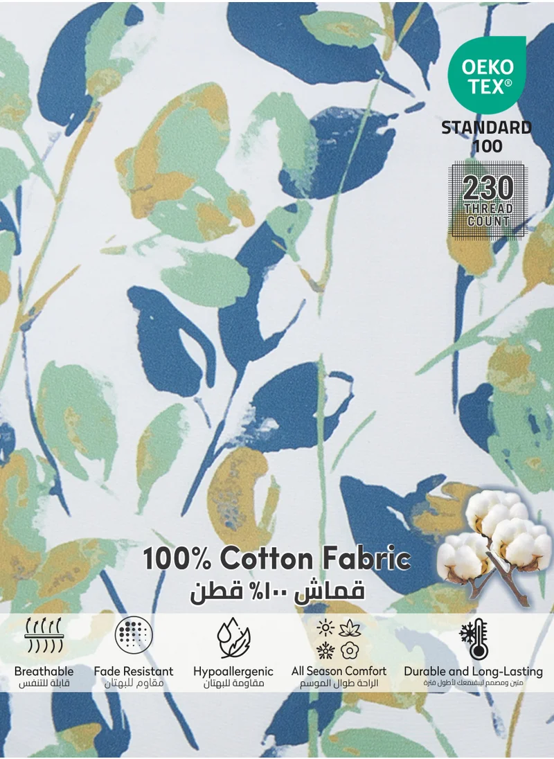 Donetella Cotton Comforter Set 8-Pcs King Size All Season Reversible Floral Printed Bed Fits(200 X 200 Cm) With 350 GSM Down ALternative Filling,Mercury