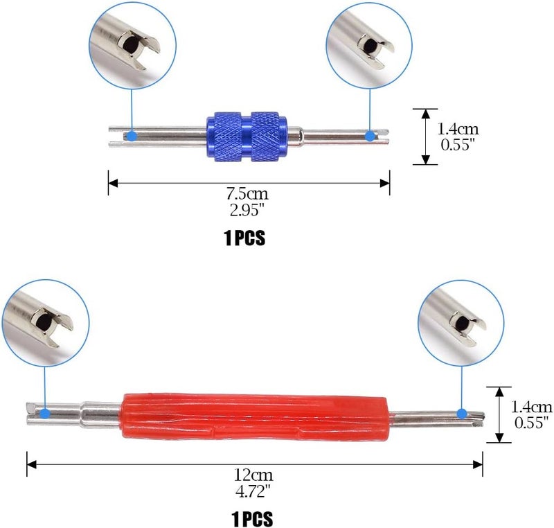 Glarks 102Pcs Car Air Conditioner Valve Core Schrader Valve Cores Accessories A/C R12 R134a Refrigeration Tire Valve Stem with Double Head Dual Dismantling Remover Installer Tool Assortment Kit - Image 2