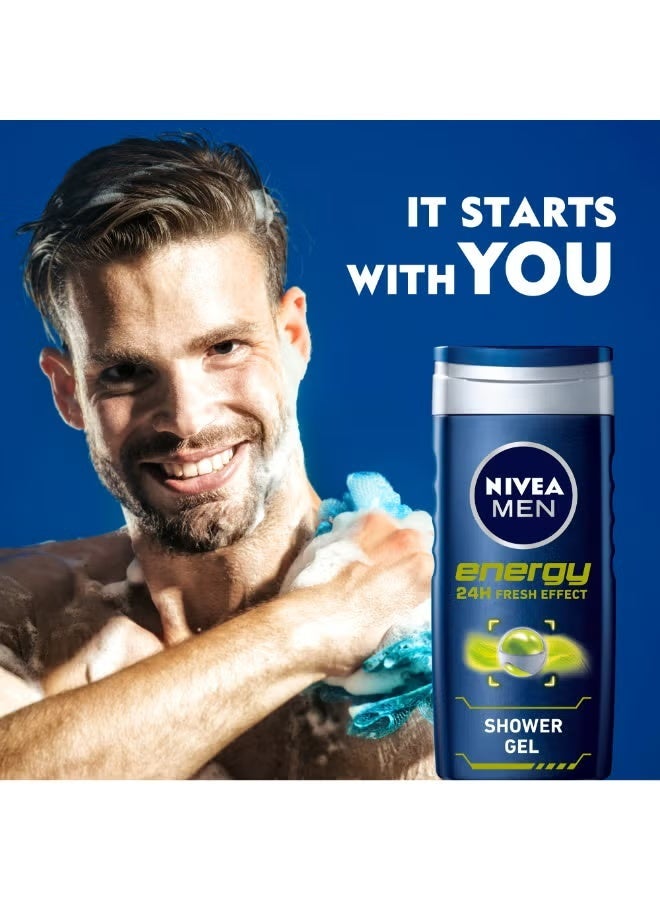 Nivea Men Energy Shower Gel with Mint Extract – Refreshing Body, Face & Hair Wash – 250 ml (Pack of 2) - Image 3