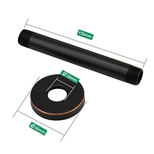 Purelux Straight Shower Arm 6 Inch Water Outlet PJ0614, Oil Rubbed Bronze Finish, Made of Stainless Steel with Gasket Flange - Image 2