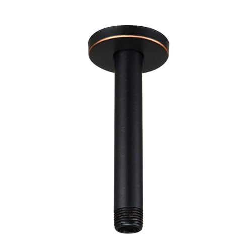 Purelux Straight Shower Arm 6 Inch Water Outlet PJ0614, Oil Rubbed Bronze Finish, Made of Stainless Steel with Gasket Flange - Image 1