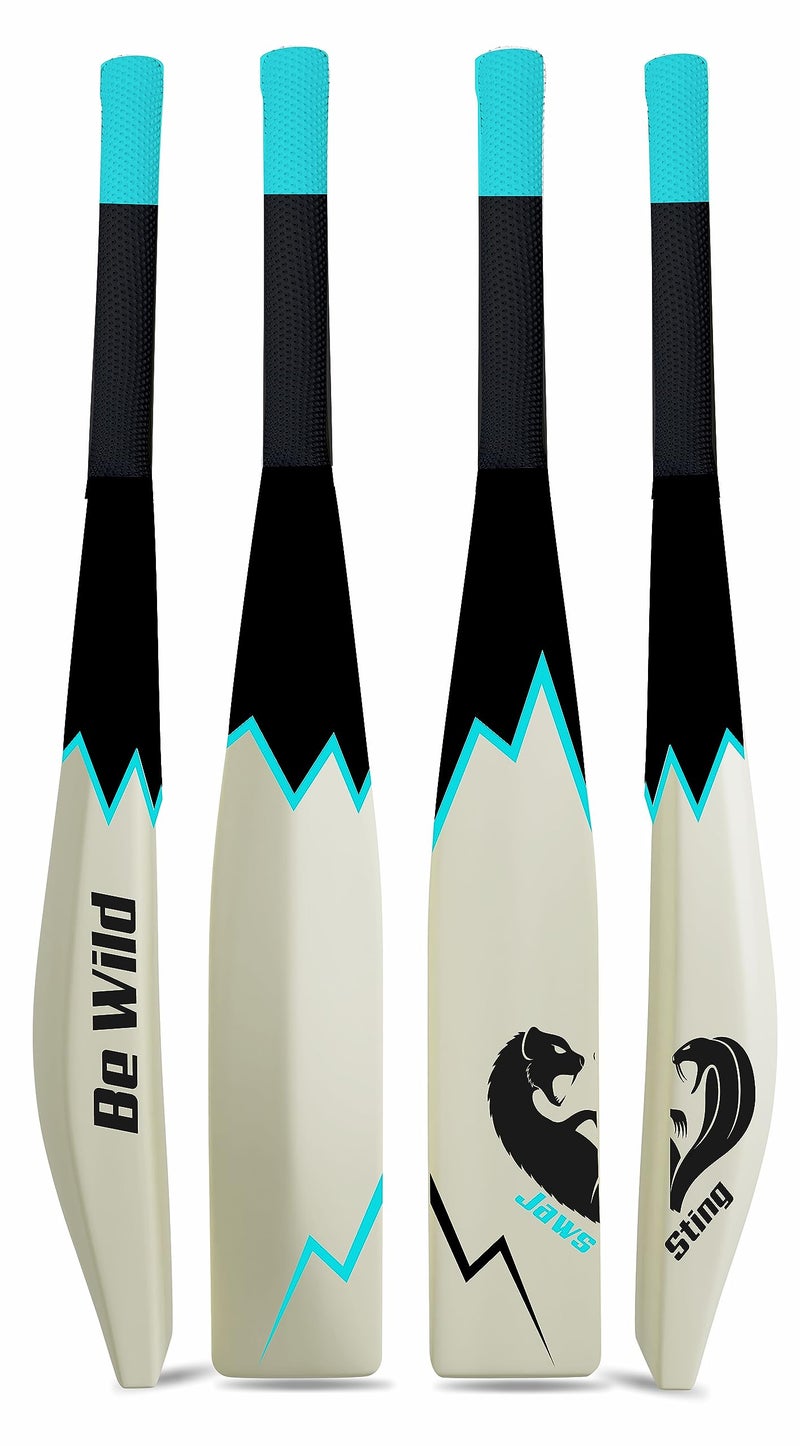 Jaspo Be Wild Heavy Duty Plastic Cricket Bat Full Plastic Bat Hard Plastic Bat Cricket Bat Full Size for All Age Groups – Kids Boys Girls Adults(Off White) - Image 1