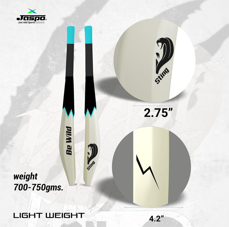 Jaspo Be Wild Heavy Duty Plastic Cricket Bat Full Plastic Bat Hard Plastic Bat Cricket Bat Full Size for All Age Groups – Kids Boys Girls Adults(Off White) - Image 3