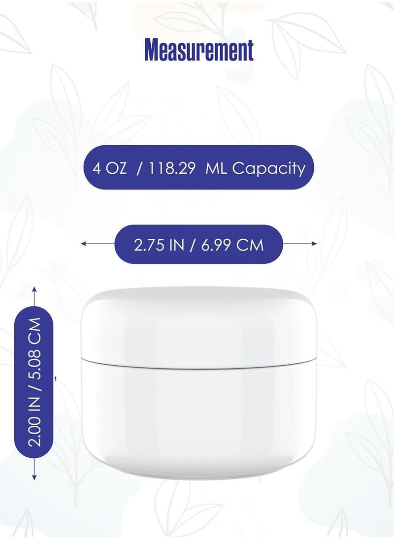 SYOSI 4 Oz Plastic Containers with Lids, Body Butter Jars, Lotion Container, White, 118 ML/Gram Capacity, 12 Pack, Jar for Cream, Makeup, Cosmetics, Face Scrub, Hair Product, Screw Top & Liner - Image 3