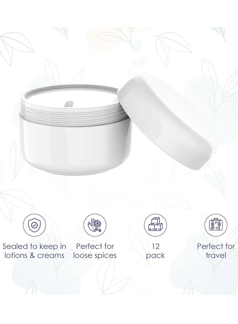 SYOSI 4 Oz Plastic Containers with Lids, Body Butter Jars, Lotion Container, White, 118 ML/Gram Capacity, 12 Pack, Jar for Cream, Makeup, Cosmetics, Face Scrub, Hair Product, Screw Top & Liner - Image 2