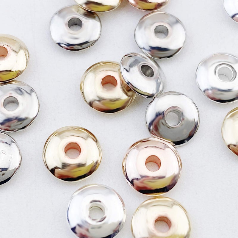 COIRIS 800pcs 4 Colors Round Spacer Beads 6mm Gold Silver Rhodium Rose Gold Plated Metal Loose Disc Beads for Bracelet Necklace Earring Jewelry Making Supplies(RT-CCB1) - Image 5