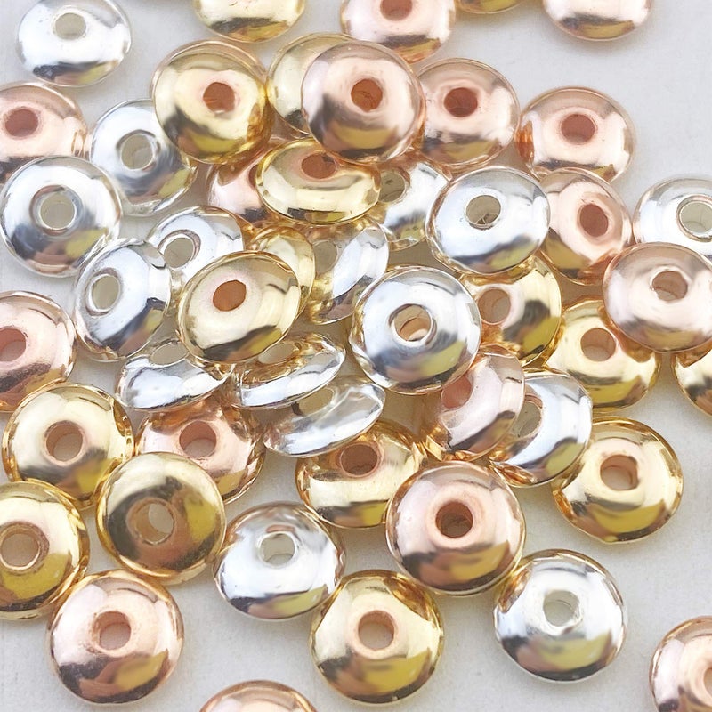 COIRIS 800pcs 4 Colors Round Spacer Beads 6mm Gold Silver Rhodium Rose Gold Plated Metal Loose Disc Beads for Bracelet Necklace Earring Jewelry Making Supplies(RT-CCB1) - Image 4