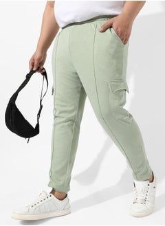 Instafab Plus Men's Solid Sage Green Regular Fit Trackpants  - Image 1