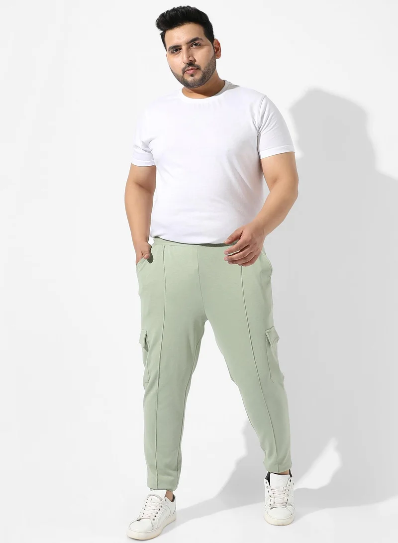 Instafab Plus Men's Solid Sage Green Regular Fit Trackpants
