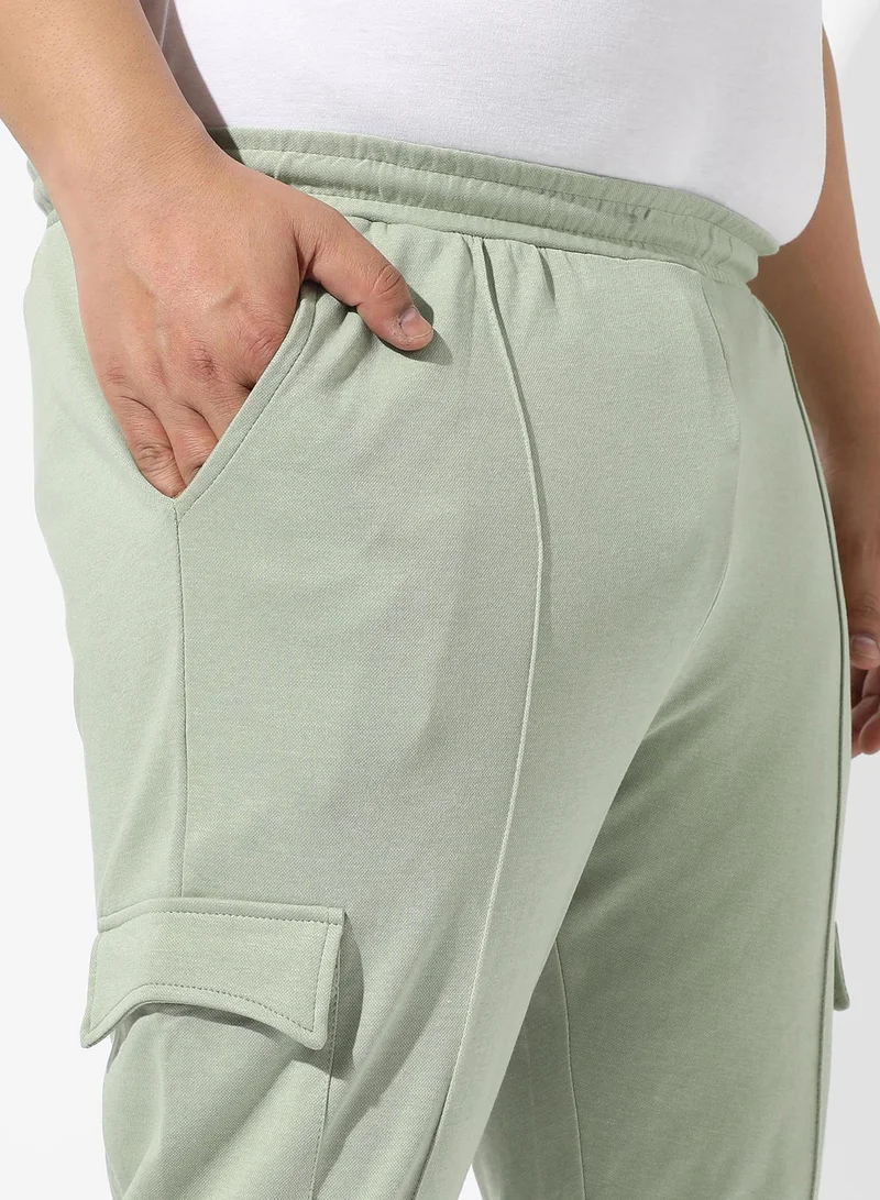 Instafab Plus Men's Solid Sage Green Regular Fit Trackpants
