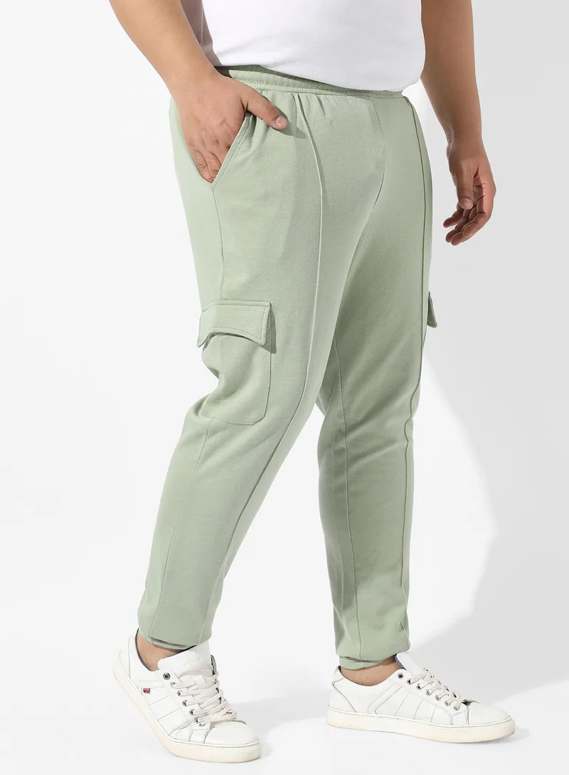 Instafab Plus Men's Solid Sage Green Regular Fit Trackpants