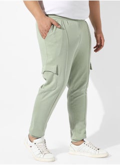 Instafab Plus Men's Solid Sage Green Regular Fit Trackpants  - Image 3