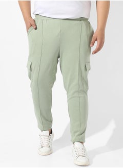 Instafab Plus Men's Solid Sage Green Regular Fit Trackpants  - Image 2
