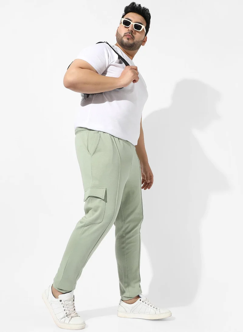 Instafab Plus Men's Solid Sage Green Regular Fit Trackpants