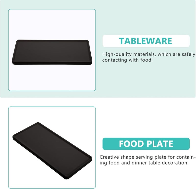 DOITOOL Ceramic Sushi Serving Tray Porcelain Rectangular Serving Platter Japanese Style Sushi Plate Black Party Serving Plate for Sushi Desserts Appetizers 806 X 374 inches - Image 5