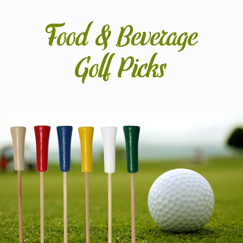 BambooMN Decorative Golf Tee Bamboo Cocktail Sandwich Skewer Picks - 4.25" - White - 100 Pieces - Image 5