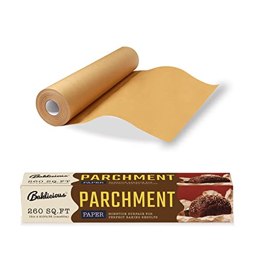 BAKLICIOUS Unbleached Parchment Paper Roll for Baking, 15 in x 210 Ft, 260 Sq.Ft, Non-stick Baking Paper, Food Grade Cooking Paper for Bread, Cookies, Heat Press, Oven, Air Fry - Image 1