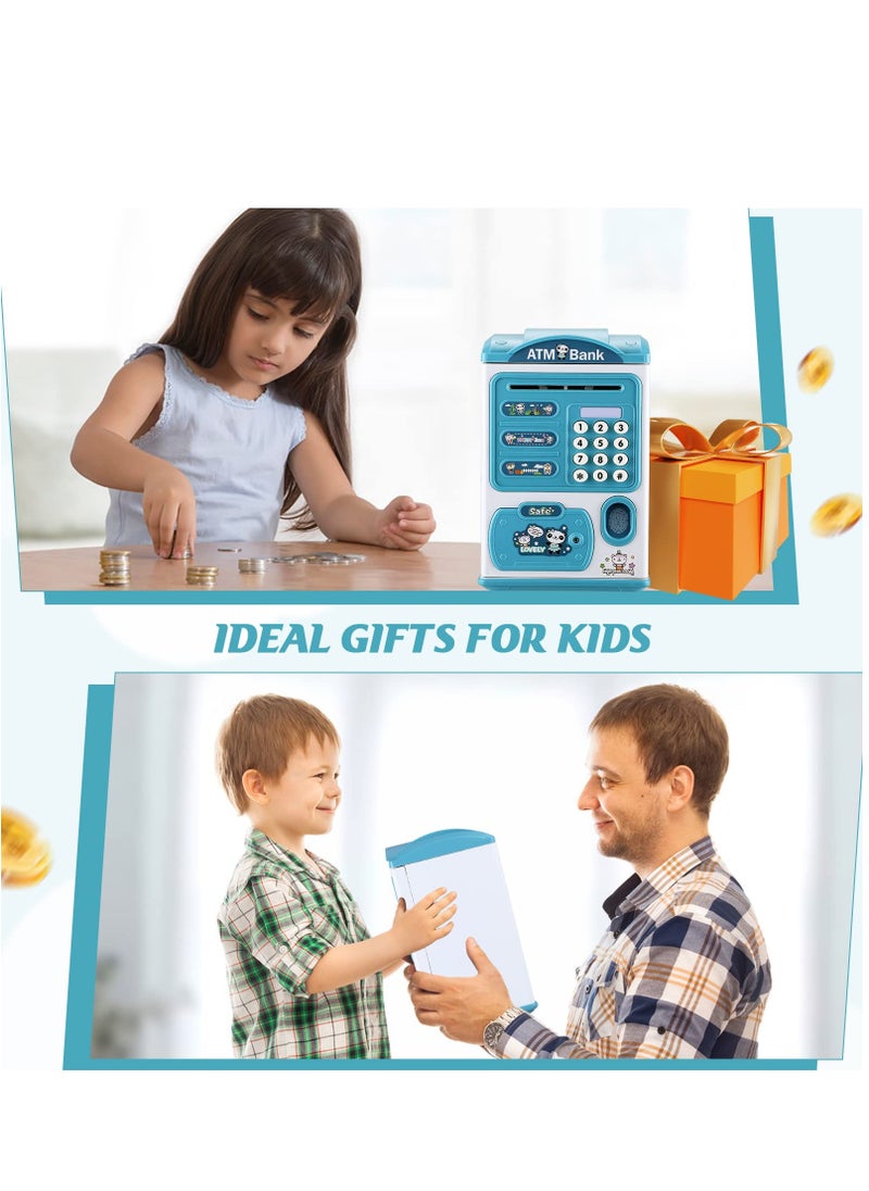 Joshberg - Kids Electronic Money Bank Toy Auto Scroll Paper Money ATM with Personal Password and Fingerprint Unlocking Coin Bank - Image 1