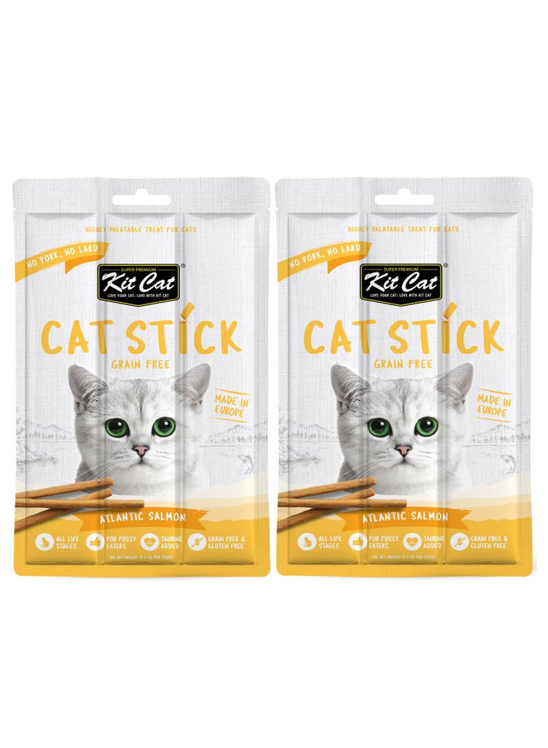 Kit Cat 2pcs Grain Free Cat Stick Atlantic Salmon 2x15g - Image 1