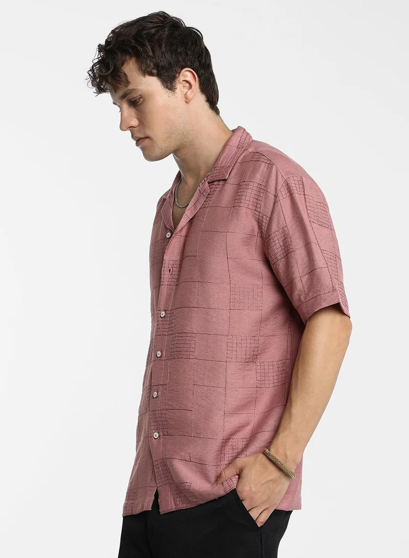 كامبوس سوترا Men's Sienna Brown Graph-Tactile Oversized Shirt