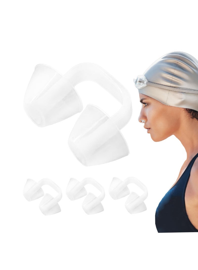 Captaintech Nose Clip Set, 4-Pack Transparent Silicone Nose Plugs, Non-Slip, Waterproof Nose Protectors for Adults - Ideal for Training and Beginners - Image 1