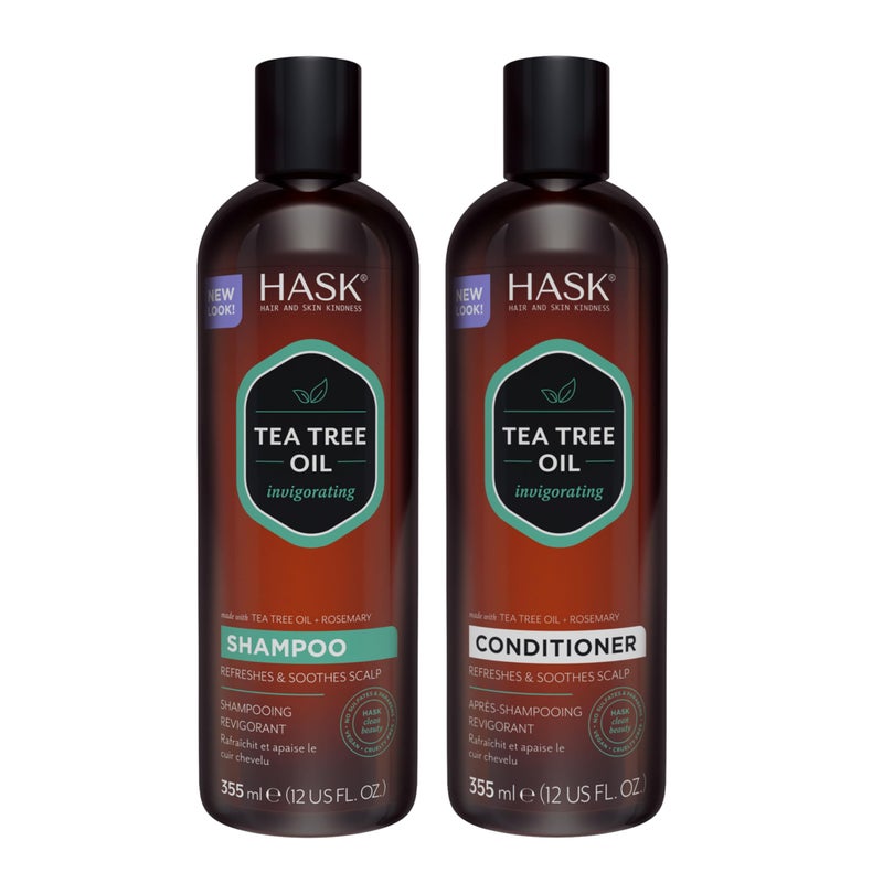 HASK Tea Tree Oil Rosemary Invigorating Shampoo Conditioner Set Refreshes Scalp Soothes SulfateFree ParabenFree GlutenFree Color Safe 12oz each