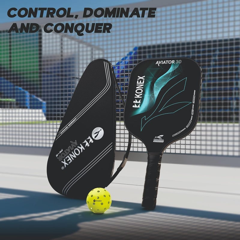 KONEX 16mm Pickleball Paddle with Carbon Fibre Surface | Lightweight Durable Racket with Non Slip PU Comfortable Grip | Includes Sleeve Cover | Ideal for Effortless & Powerful Striking (Black & Green) - Image 5