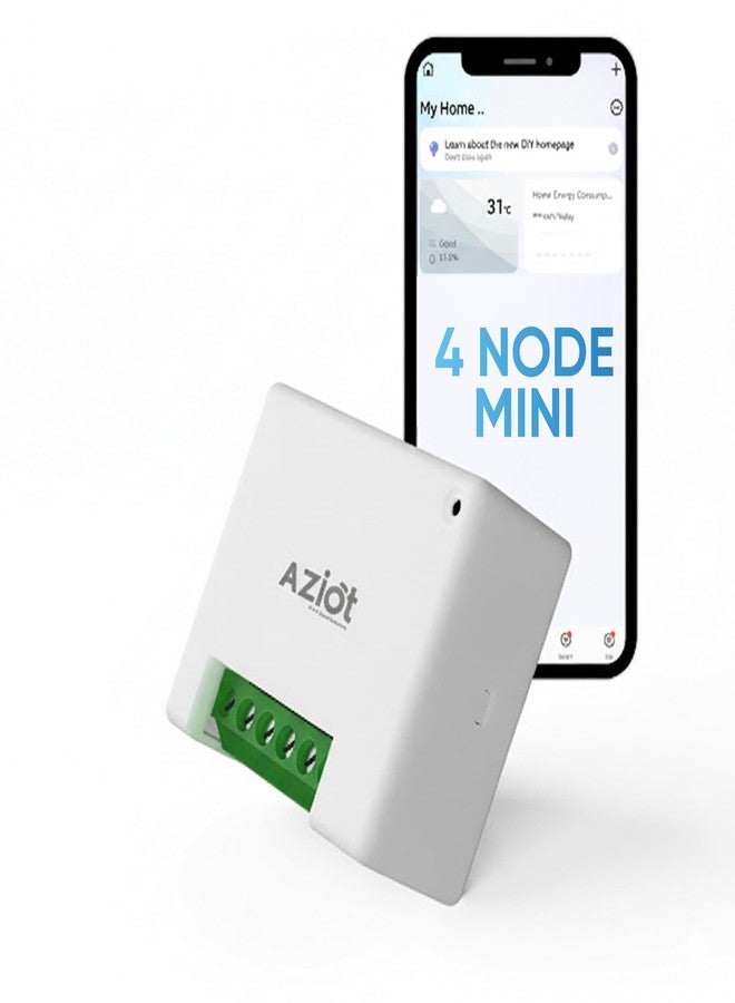 AZIOT 4 Node Smart Switch Mini - WiFi/Bluetooth Communication - Made in India - Timer Function - Works with Google Home and Amazon Alexa… (2 Module Size) - Image 1