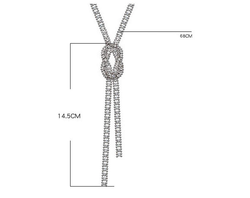 Sither Cathercing Crystal Knot Pendant Long Necklace for Women Sweater Chain Statement Necklace Choker Adjustable Elegant Jewelry Rhinestone Accessories Dressy Collocation Winter Evening Party Wedding - Image 5
