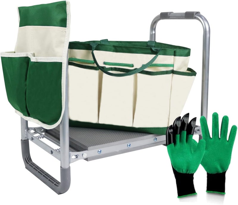 BDL Garden Kneeler Seat Foldable Durable Garden Stool with Tool Bag Pouch and Garden Gloves 330lb Capacity-Protects Your Knees, Clothes from Dirt & Grass Stains - Image 1