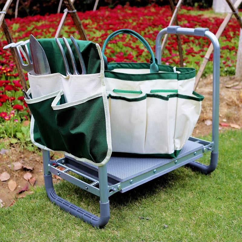 BDL Garden Kneeler Seat Foldable Durable Garden Stool with Tool Bag Pouch and Garden Gloves 330lb Capacity-Protects Your Knees, Clothes from Dirt & Grass Stains - Image 2