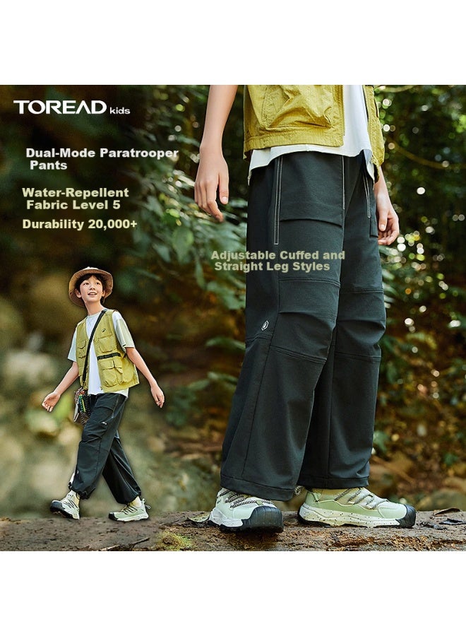 Toread Kids Pants Boys Girls Spring Summer High Elastic Casual Sports Trousers Dark Night Black 130