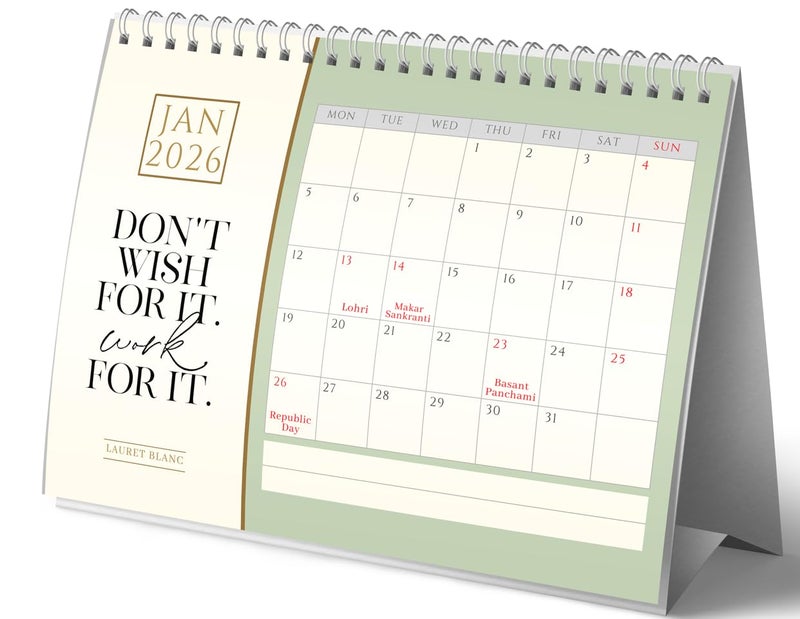 LAURET BLANC Standing Desk Calendar 2026- Size (7.5" x 9.25"), Monthly Grid View, Home and Office Table Calendar (A5, C) - Image 2
