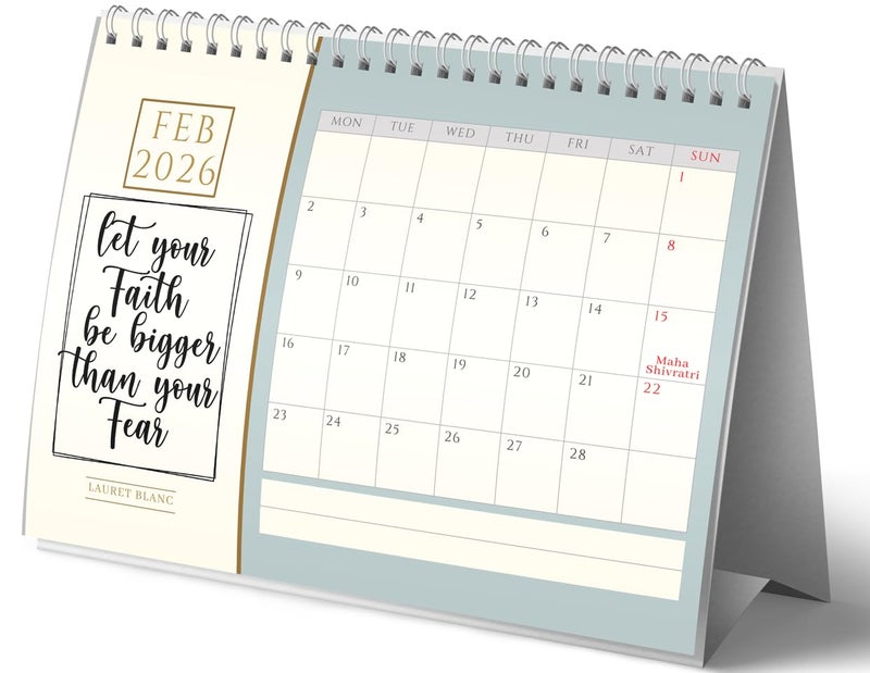 LAURET BLANC Standing Desk Calendar 2026- Size (7.5" x 9.25"), Monthly Grid View, Home and Office Table Calendar (A5, C) - Image 3
