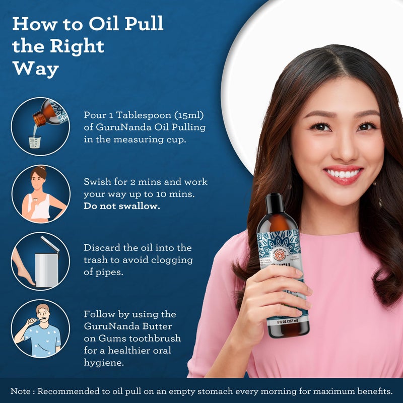 GuruNanda Advanced Oil Pulling Mouthwash for Enhanced Oral Care with Sesame & Oregano Oil, Promotes Deep Cleaning for Healthy Teeth & Gums, with Toothbrushes & Tongue Scrapers, Alcohol-Free, 3X8 Oz - Image 4