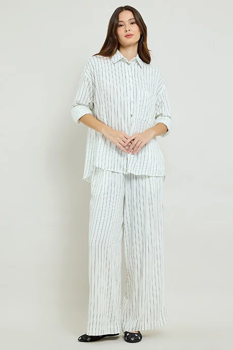 R&b Striped Shirt with Classic Collar & Long Sleeves