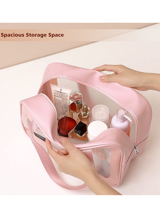Toiletry Bag for Women Men, 3Pcs Clear Waterproof Makeup Cosmetic Bags for Traveling, Transparent Travel Organizer for Accessories, Toiletries (Pink) - Image 2