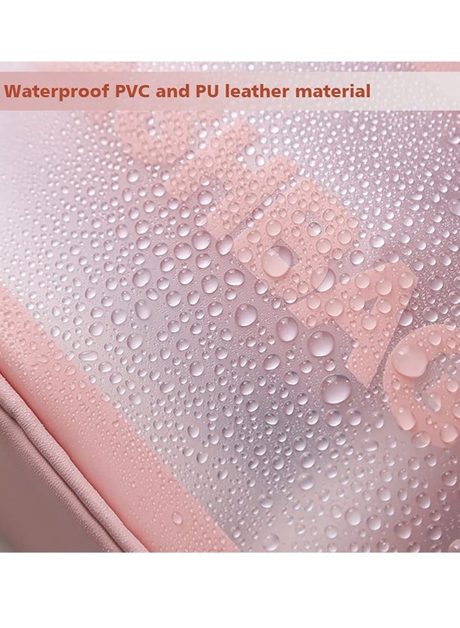 Toiletry Bag for Women Men, 3Pcs Clear Waterproof Makeup Cosmetic Bags for Traveling, Transparent Travel Organizer for Accessories, Toiletries (Pink) - Image 4