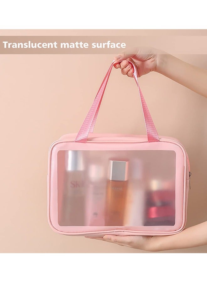 Toiletry Bag for Women Men, 3Pcs Clear Waterproof Makeup Cosmetic Bags for Traveling, Transparent Travel Organizer for Accessories, Toiletries (Pink) - Image 5