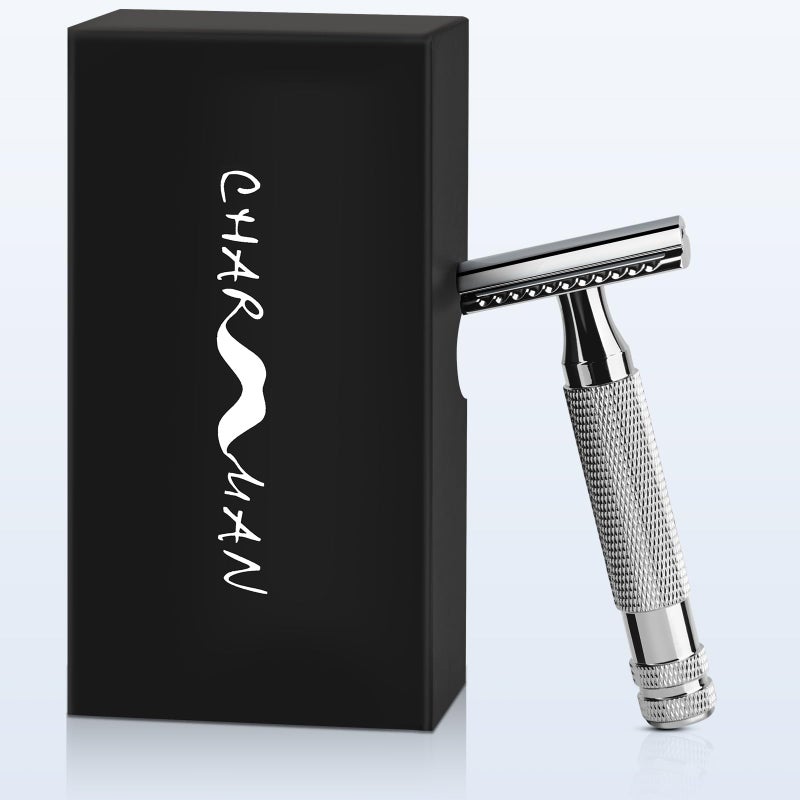 CHARMMAN Classic Double Edge Safety Shaving Razor, Pure Copper Handle,1 Razor + 10 pcs Super Stainless Steel Blades - Image 1