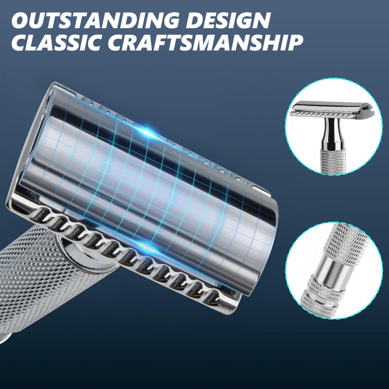 CHARMMAN Classic Double Edge Safety Shaving Razor, Pure Copper Handle,1 Razor + 10 pcs Super Stainless Steel Blades - Image 4
