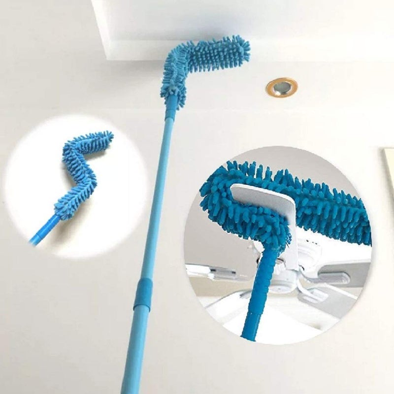 VazzLox Fan Cleaner Brush with Long Rod Flexible Fan Cleaning Mop Microfiber Dust Cleaner Foldable Duster for Home Cleaning Microfiber Duster for Cleaning of Home Kitchen Car Ceiling Multicolor