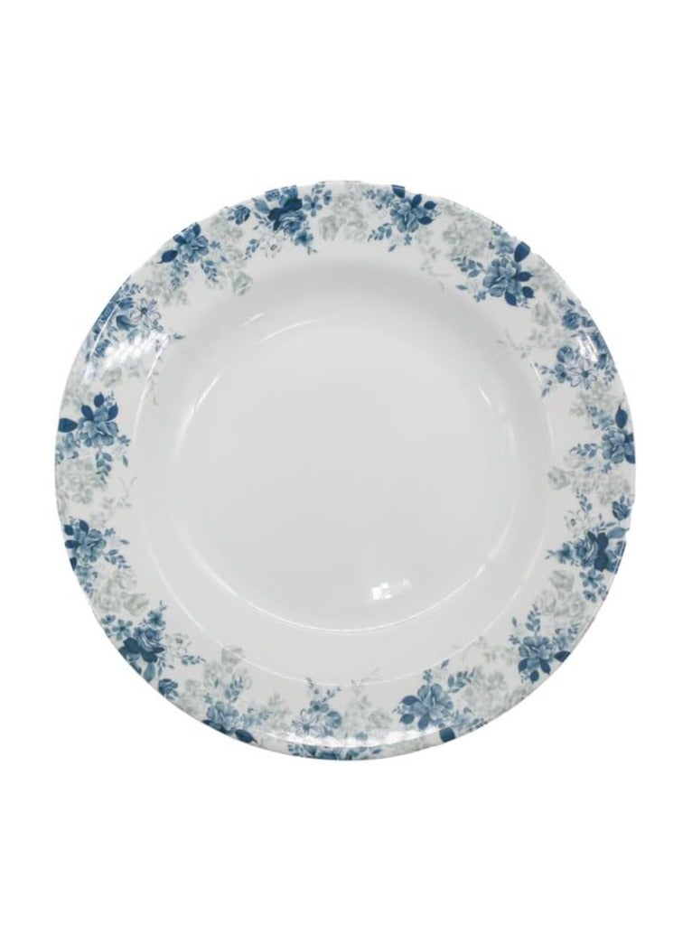 Servewell Melamine Round Soup Serving Plate-23CM-White&Blue - Image 3
