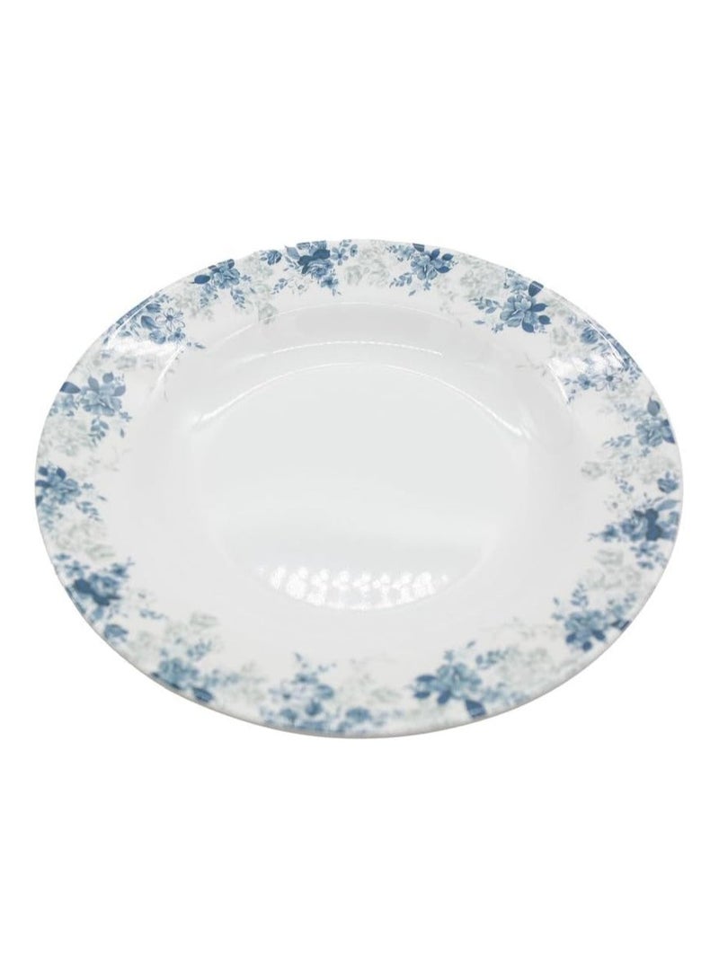 Servewell Melamine Round Soup Serving Plate-23CM-White&Blue - Image 1