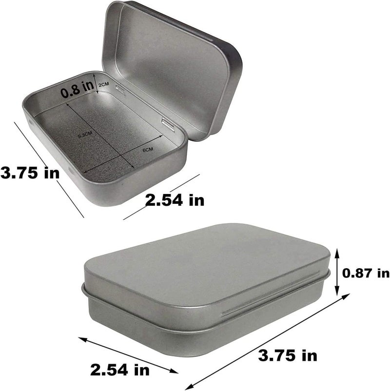 Hulless 6 Pcs Metal Hinged Tin Box Container Mini Portable Small Storage Container Kit Tin Box Container, Small Tin with Lid, Craft Container, Tin Empty Box, Home Storage 3.7x2.3x0.8 inch. - Image 2