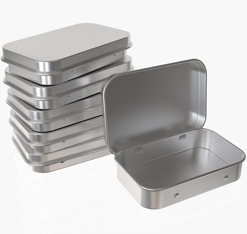 Hulless 6 Pcs Metal Hinged Tin Box Container Mini Portable Small Storage Container Kit Tin Box Container, Small Tin with Lid, Craft Container, Tin Empty Box, Home Storage 3.7x2.3x0.8 inch. - Image 1