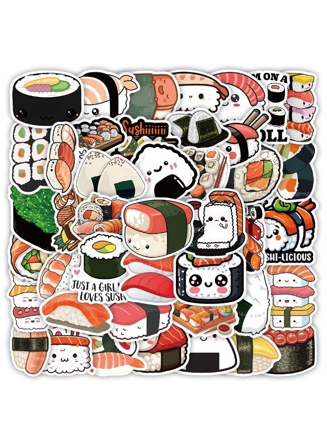 NIBEMINENT 54 Pcs Cartoon Sushi Deco Kit Waterproof Stickers, High Definition Printing Bright Colors, Suitable for Laptop Skateboard Luggage Water Bottle Guitar DIY - Image 2