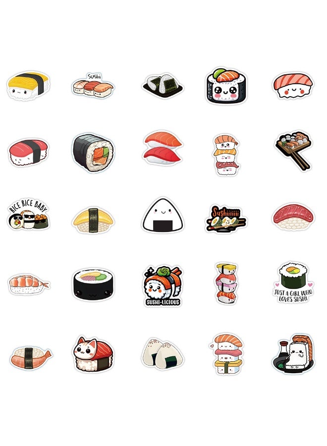 NIBEMINENT 54 Pcs Cartoon Sushi Deco Kit Waterproof Stickers, High Definition Printing Bright Colors, Suitable for Laptop Skateboard Luggage Water Bottle Guitar DIY - Image 3