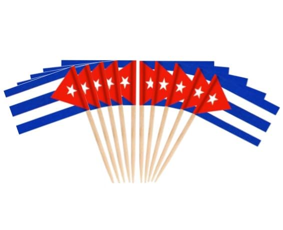 JAVD CYPS 100 Pcs Cuba Flag Cuban Toothpick Flags Small Mini Stick Cupcake Toppers Cuban FlagsCountry Picks Party Decoration Celebration Cocktail Food Bar Cake Flags - Image 2